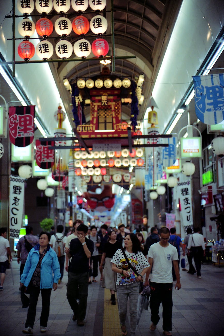 people at the tanukikoji shopping street in japan