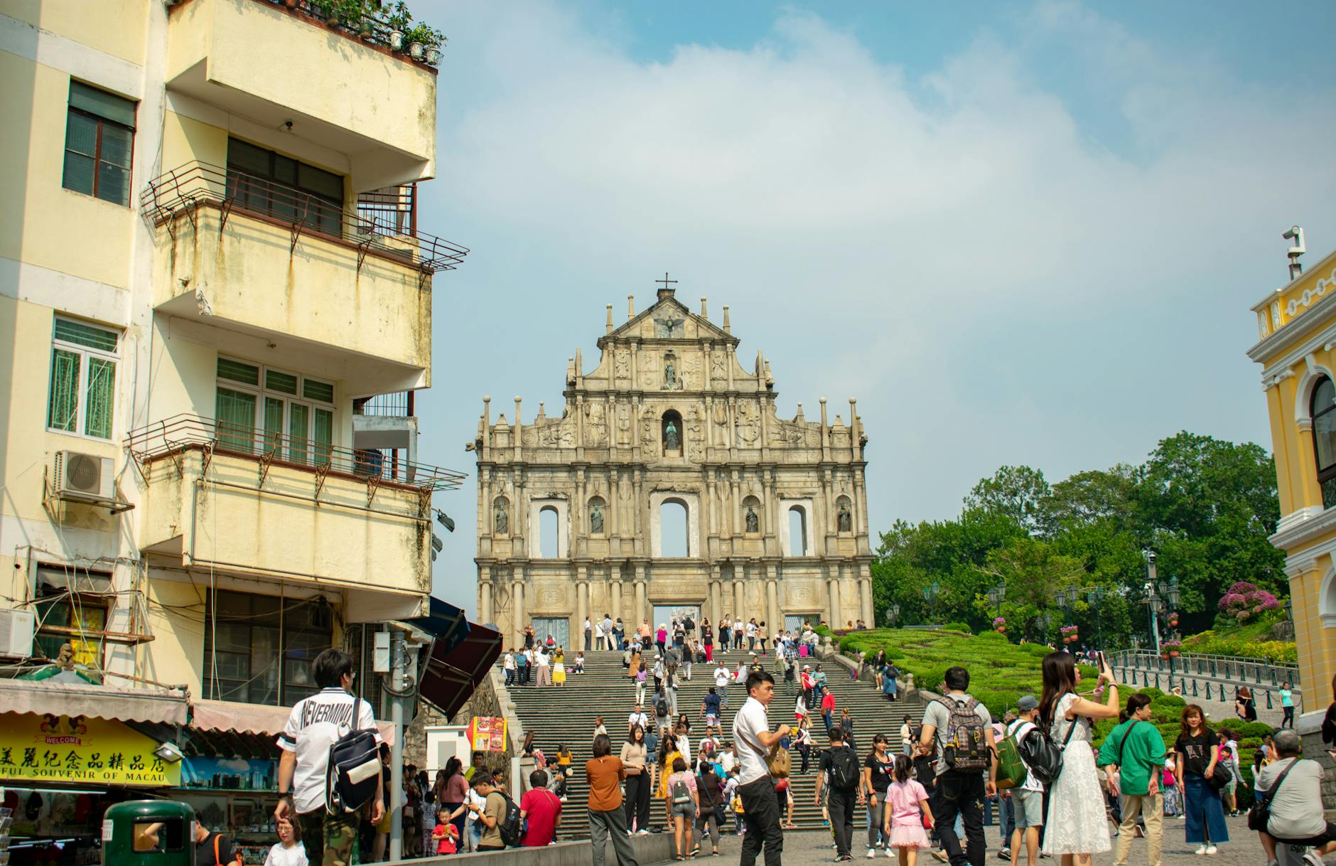 tourists in front of the ruins of saint paul catholic complex santo antonio china