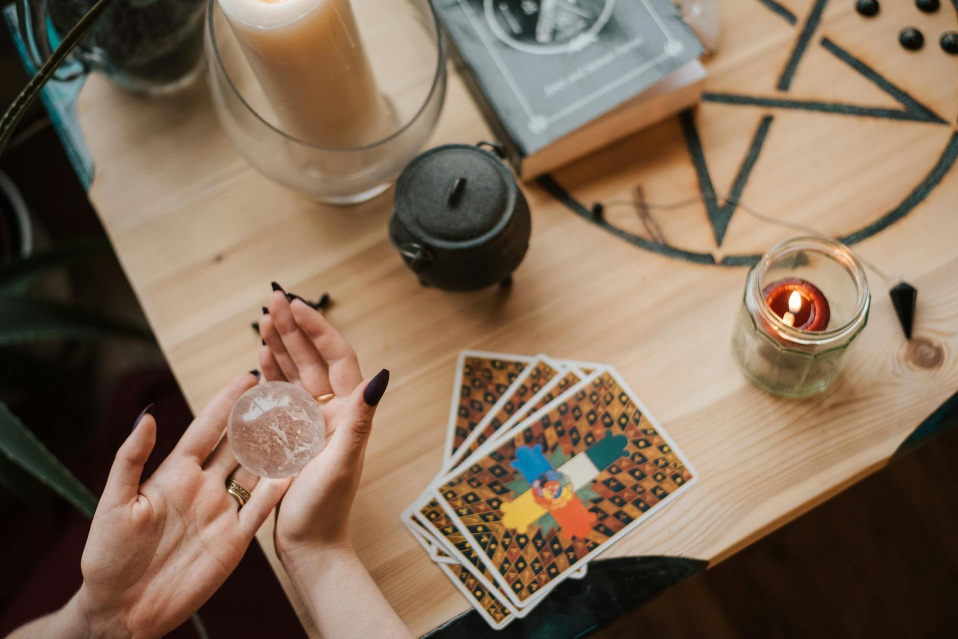 crop soothsayer predicting fate with magic ball at home